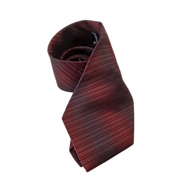 Paul Dione Y2K Bold Burgundy Angled Stripe Tie 4x61 Formal Suit Tie - Picture 4 of 7